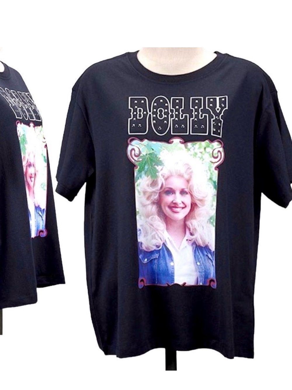 Black Graphic Dolly Portrait Silver Studded T-Shirt XL NWT from my collection